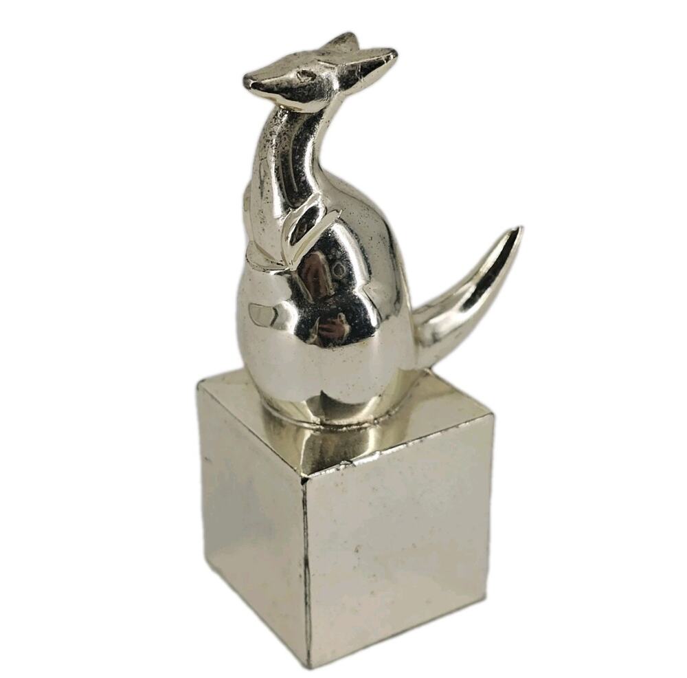 Vintage 1960s Silverplated Kangaroo Figurine Paperweight Design By YAMACO JAPAN